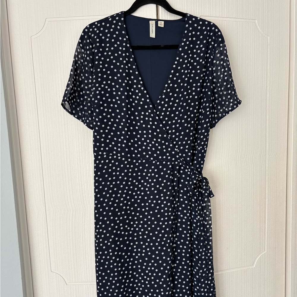 Navy Polka Dot Midi Dress
